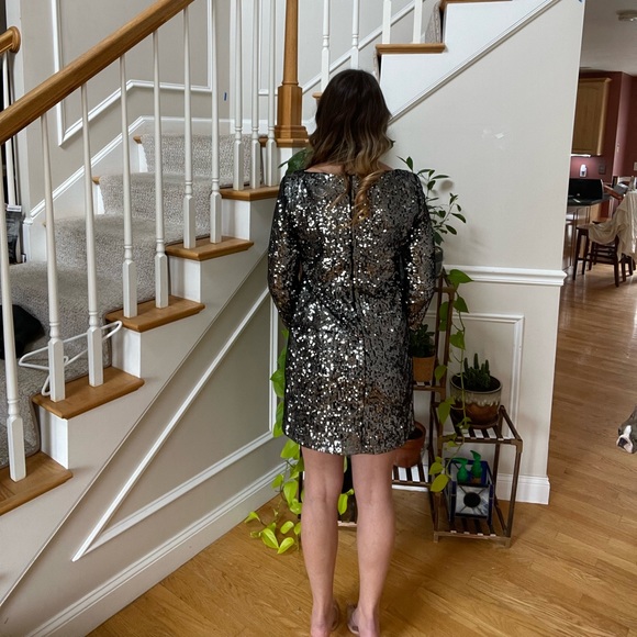 T. Tahari Silver Sequin Night-Out Dress - Picture 4 of 14
